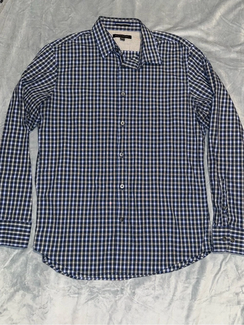 Banana Republic Navy Black White Long Sleeve Button Up Dress Shirt Men’s Size M
